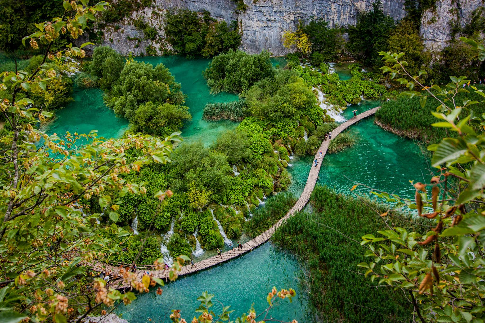 An iconic view of the most spectacular part of the parks' trail. Note the amazing green colors everywhere  - Plitvice Lakes National Park, Croatia