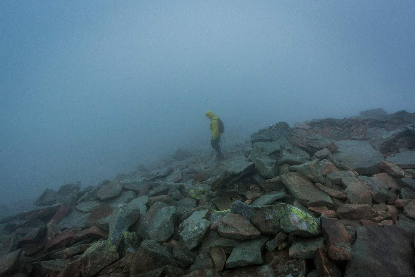 It was unfriendly out there, because of cold wind and clouds covering the summit