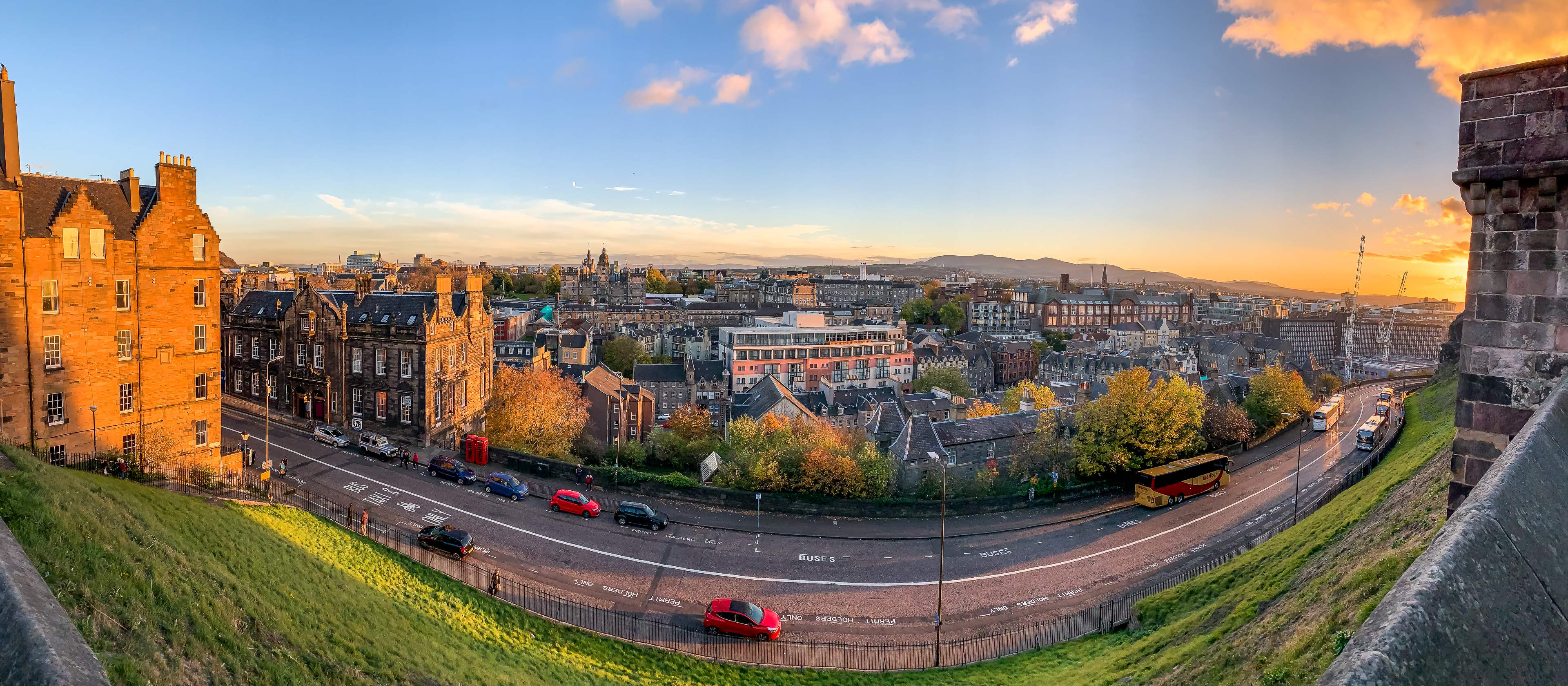 Panoramic view on the south side of the city, seen from the Edinburgh Castle, Scotland, UK