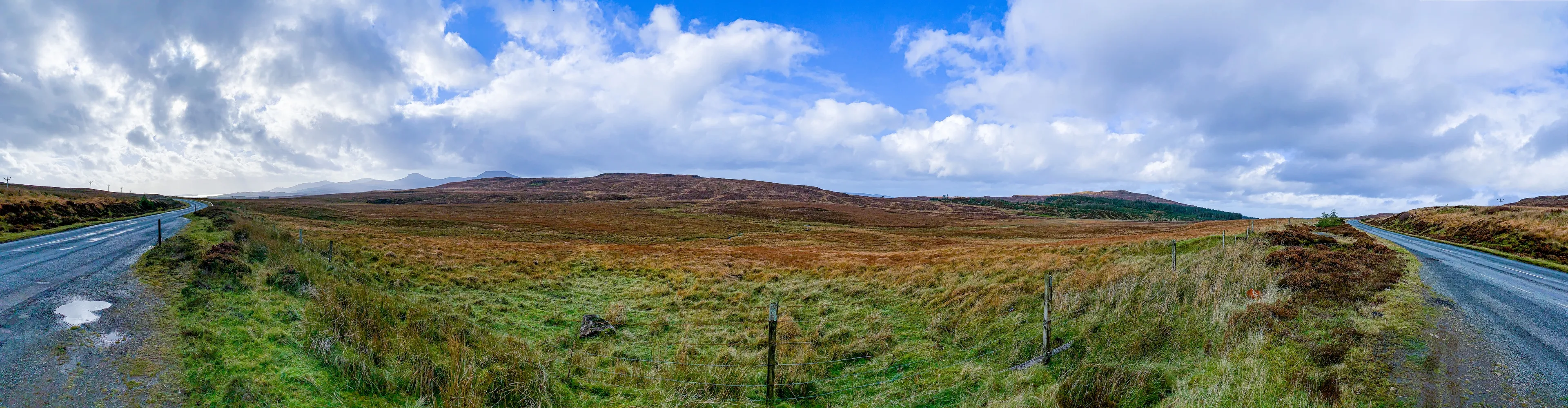 Panorama photo from middle of the Isle of Skye, Scotland, UK
