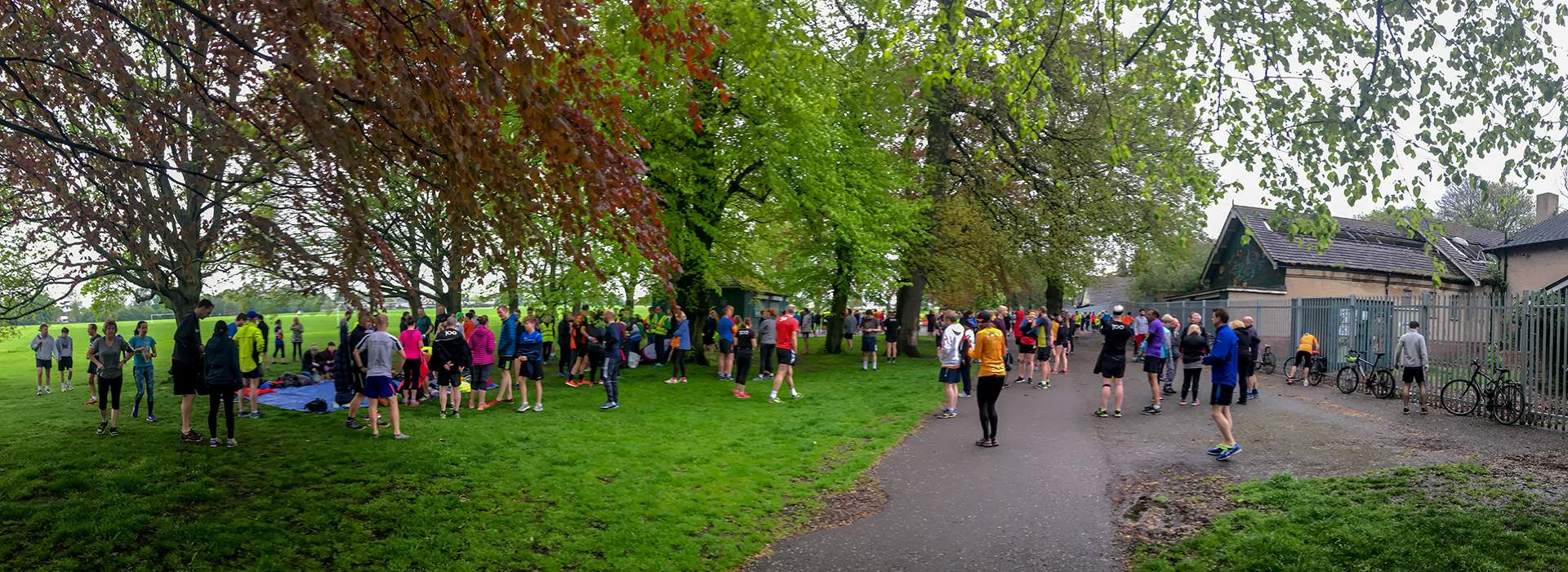 Runners gathering on Saturday Morning for Gunnersbury Parkrun in London