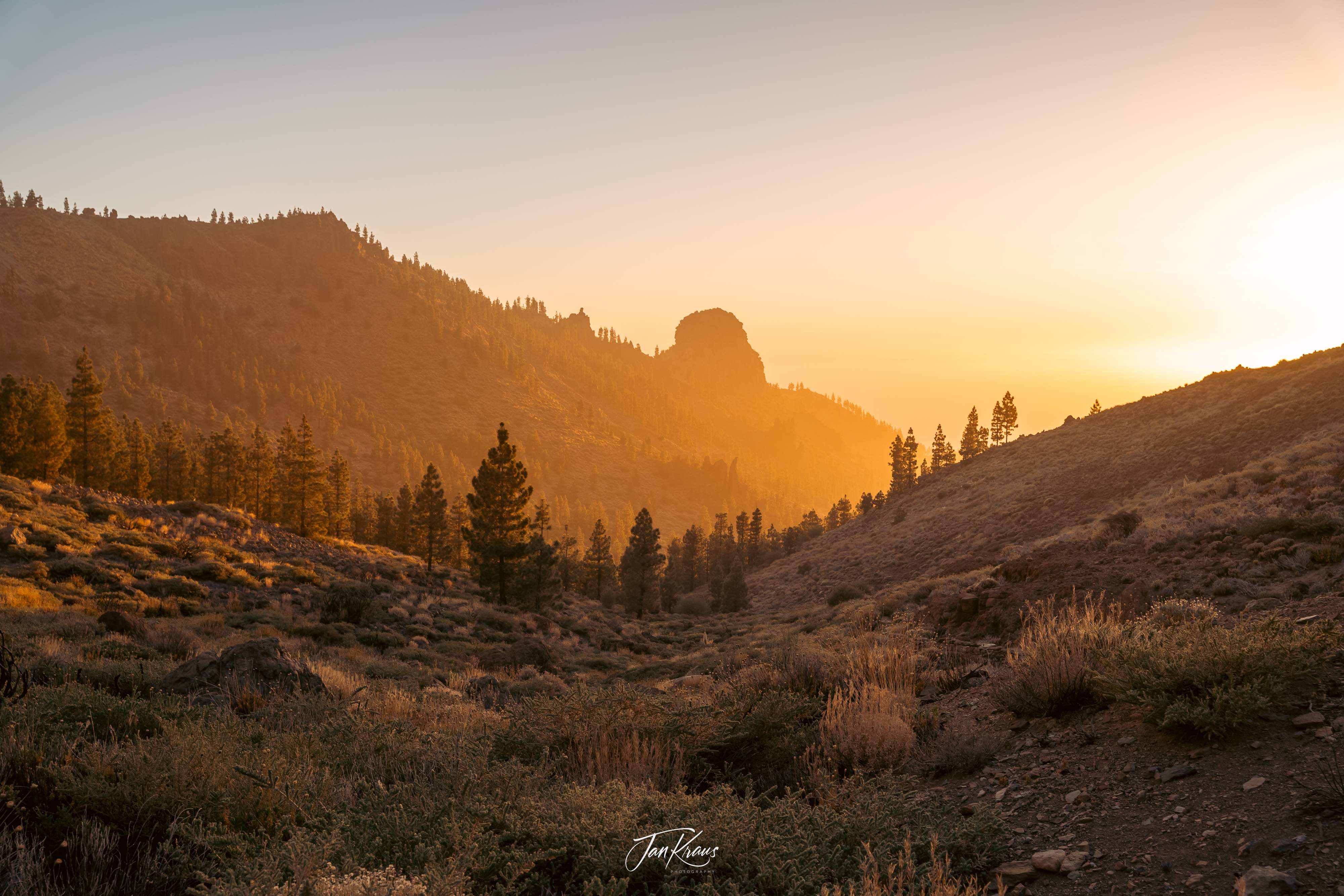 Sunset captured at the hiking trail at El Teide Caldera, Tenerife, Canary Islands, Spain