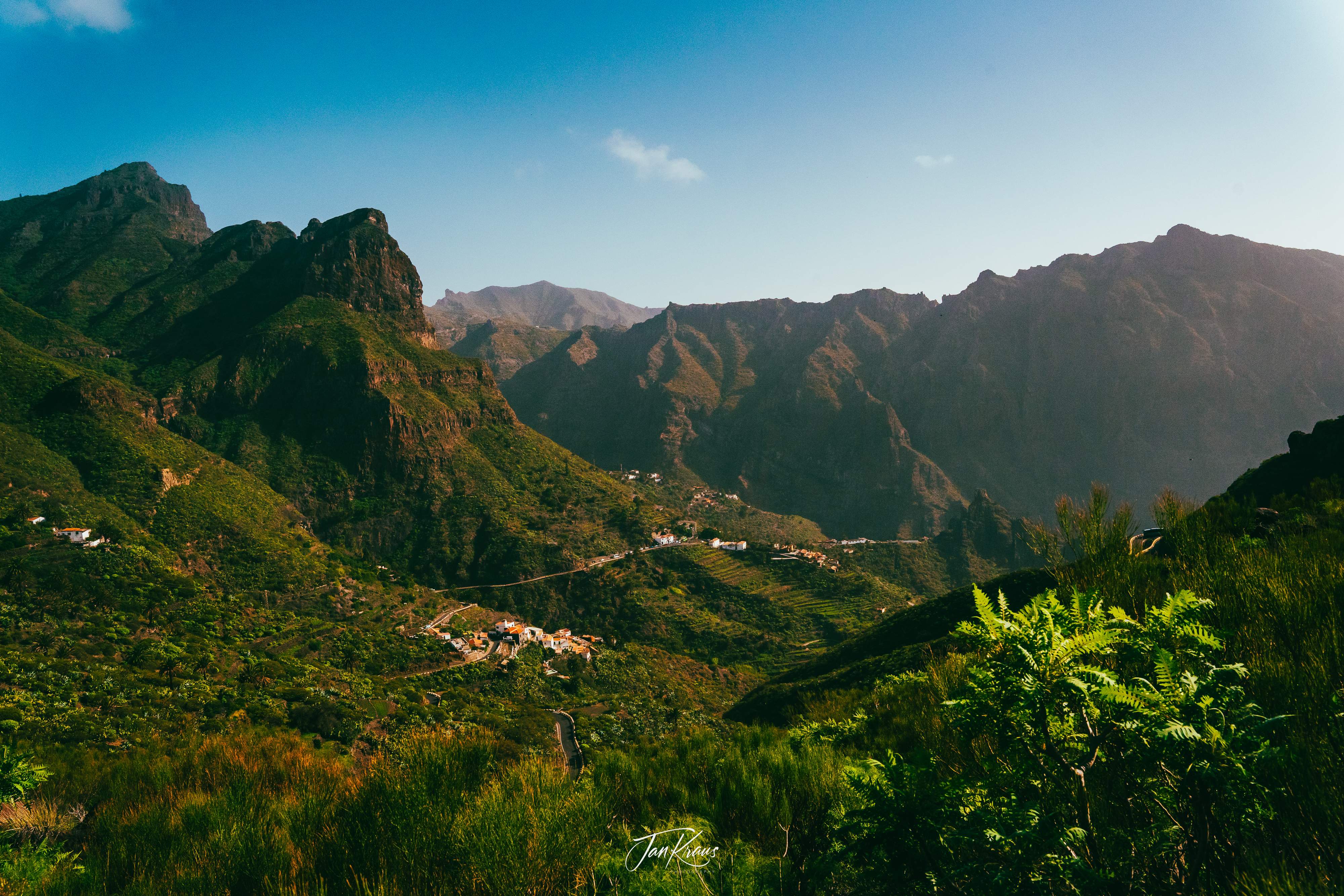 A view down the mountains above Masca village, Tenerife, Canary Islands, Spain