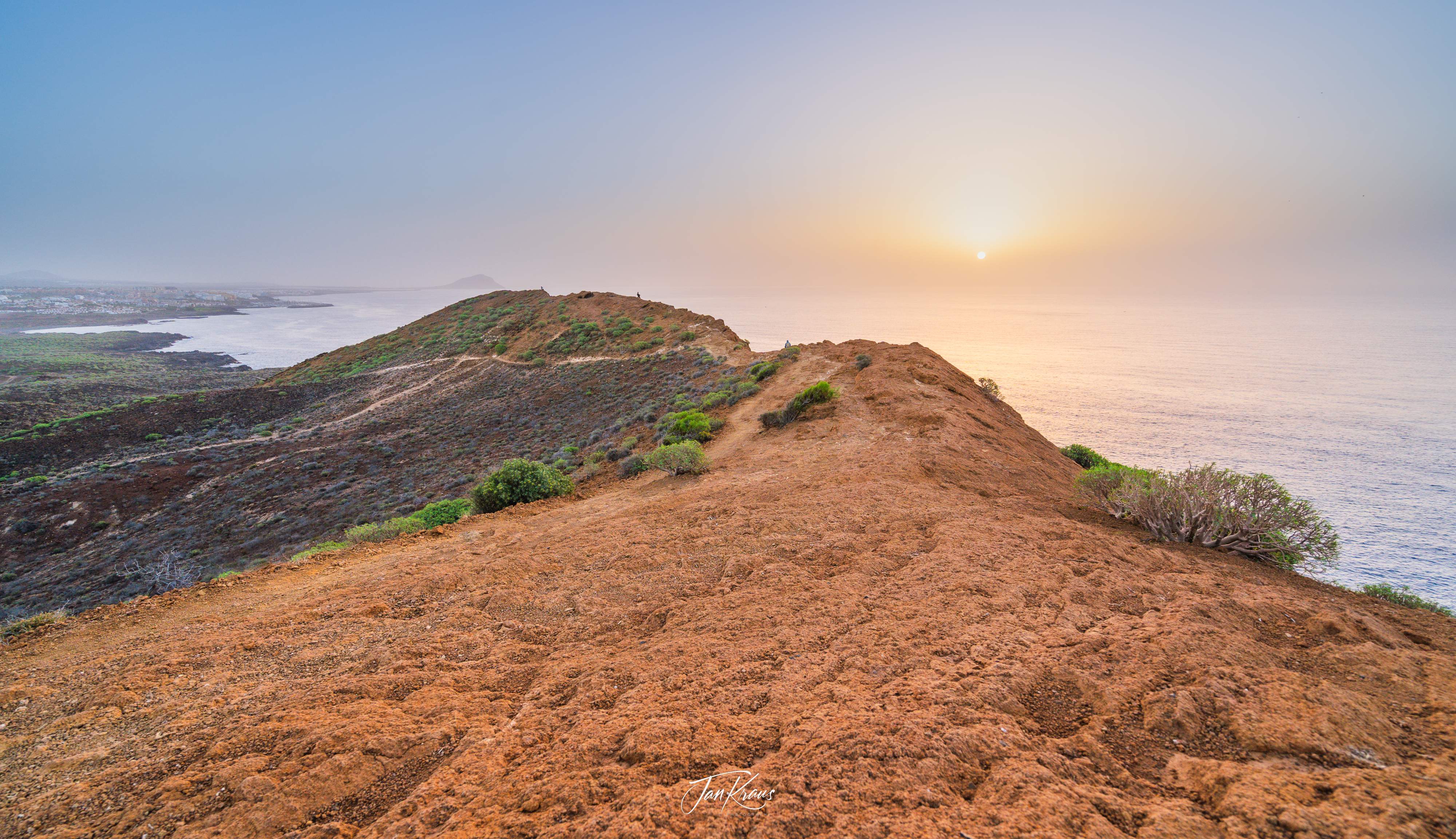 A beautiful panorama of the sunrise, captured at Montaña Amarilla, Tenerife, Canary Islands, Spain